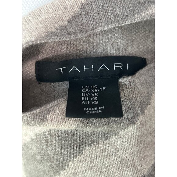 Tahari Women's Sweater XS Beige Brown Zebra Print Mock Neck Pullover Knit Top - Picture 4 of 8